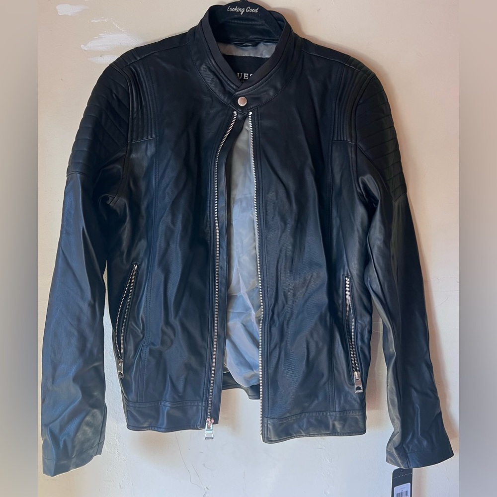 Guess Black Leather Jacket